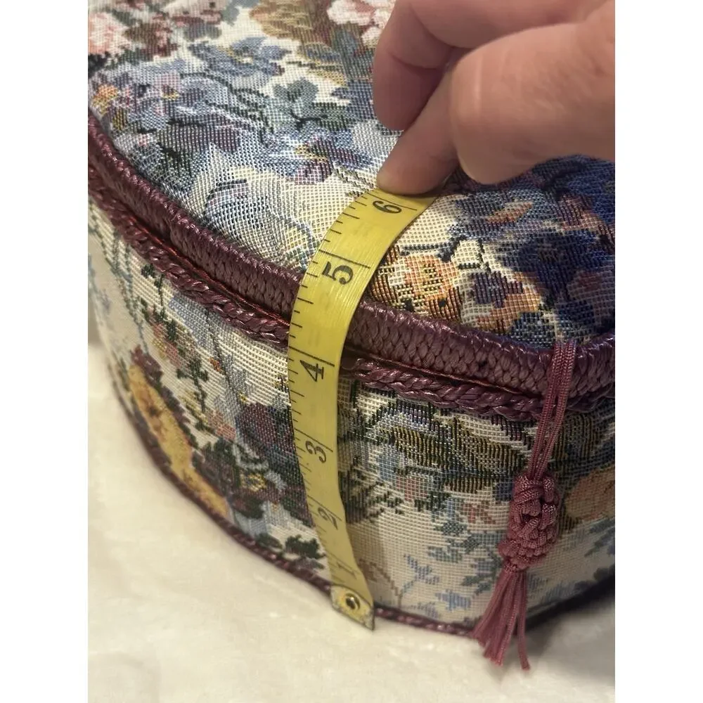 Heart Sewing Basket Notions Vintage Granny Chic Floral Red Collector Crafts Lot